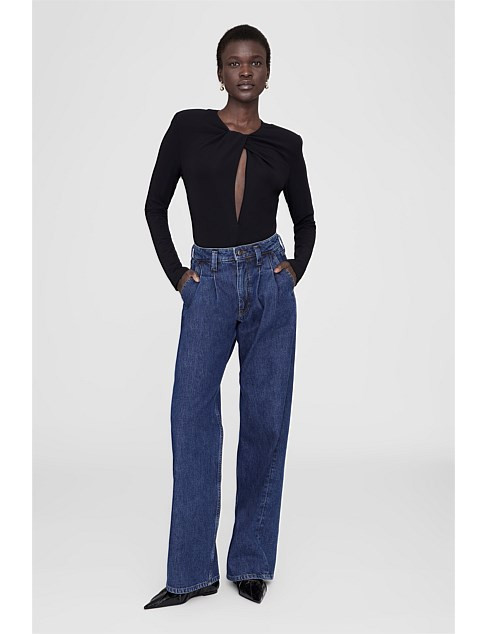 Anine Bing Amaya Long Sleeve Top With Cut Out's Black | David Jones | David Jones (Australia & New Zealand)