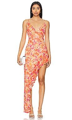 Lovers and Friends Lilo Asymmetrical Maxi Dress in Sunset Floral Multi from Revolve.com | Revolve Clothing (Global)