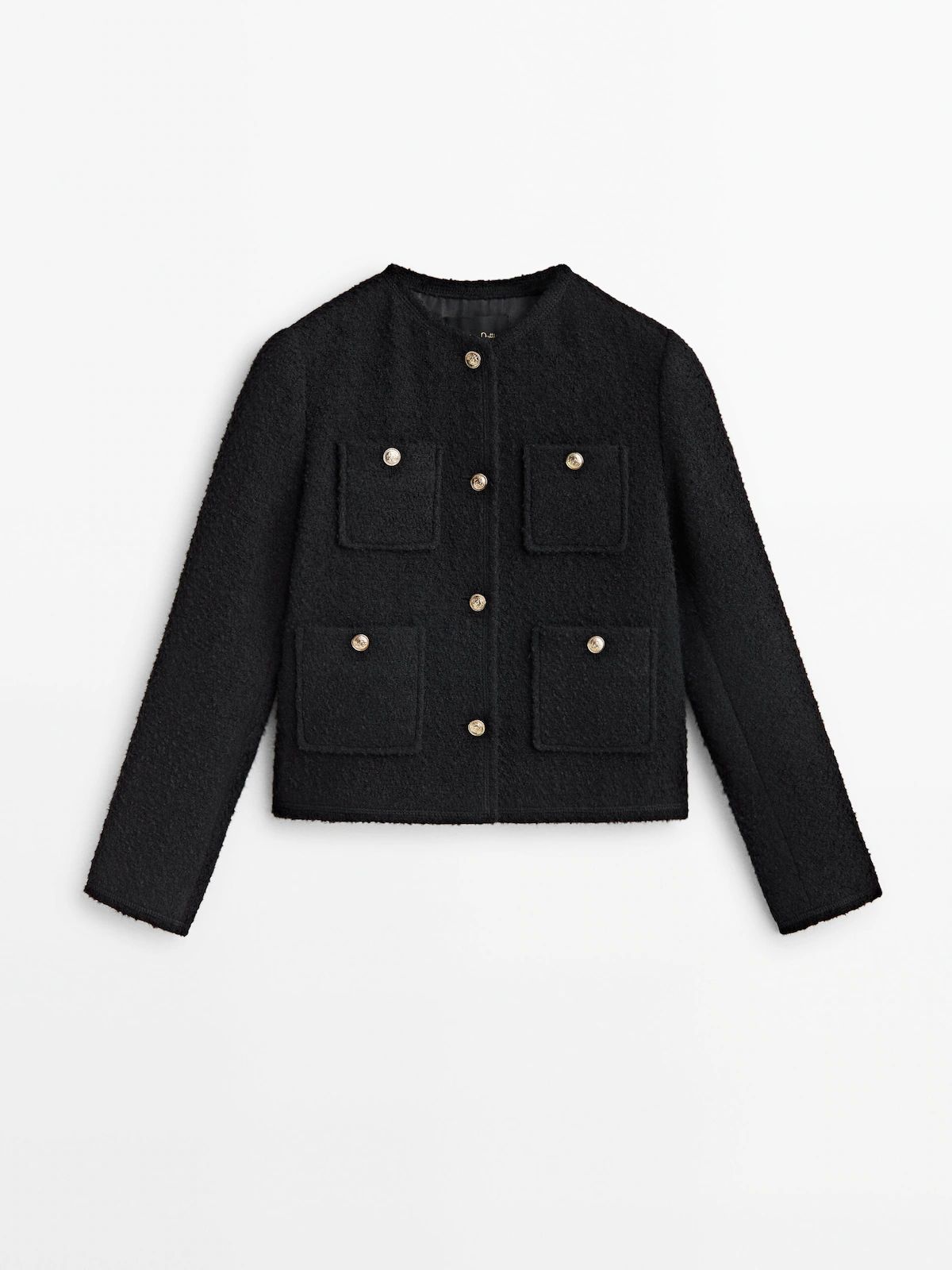 Textured cropped jacket with four pockets | Massimo Dutti DE