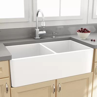 Cape 33" x 18" Double Bowl Kitchen Sink with Grids | Wayfair North America
