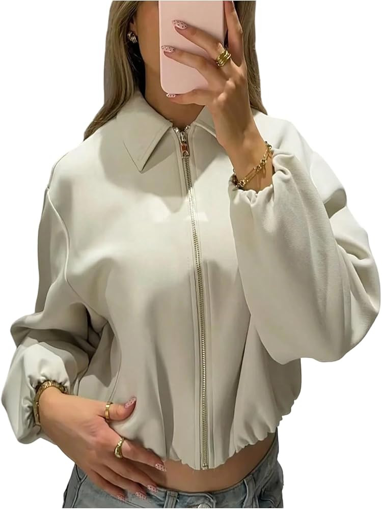 SweatyRocks Women's Bomber Jackets Pilot Coats Zip Up Motorcycle Streetwear Outerwear Fall Lapel ... | Amazon (US)