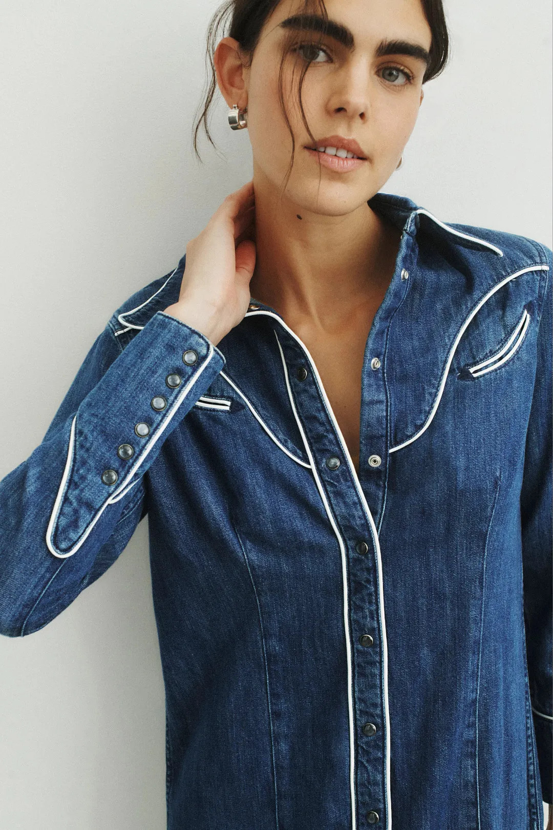 Western Piped Shirt Dress | Rent the Runway