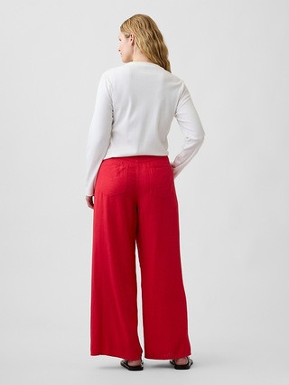 High Rise Linen-Blend Wide-Leg Pants | Gap Factory