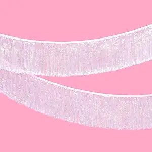 KatchOn, White Iridescent Fringe Banner - 6.5 Feet, Pack of 2 | Fringe Banner Garland for Iridesc... | Amazon (US)