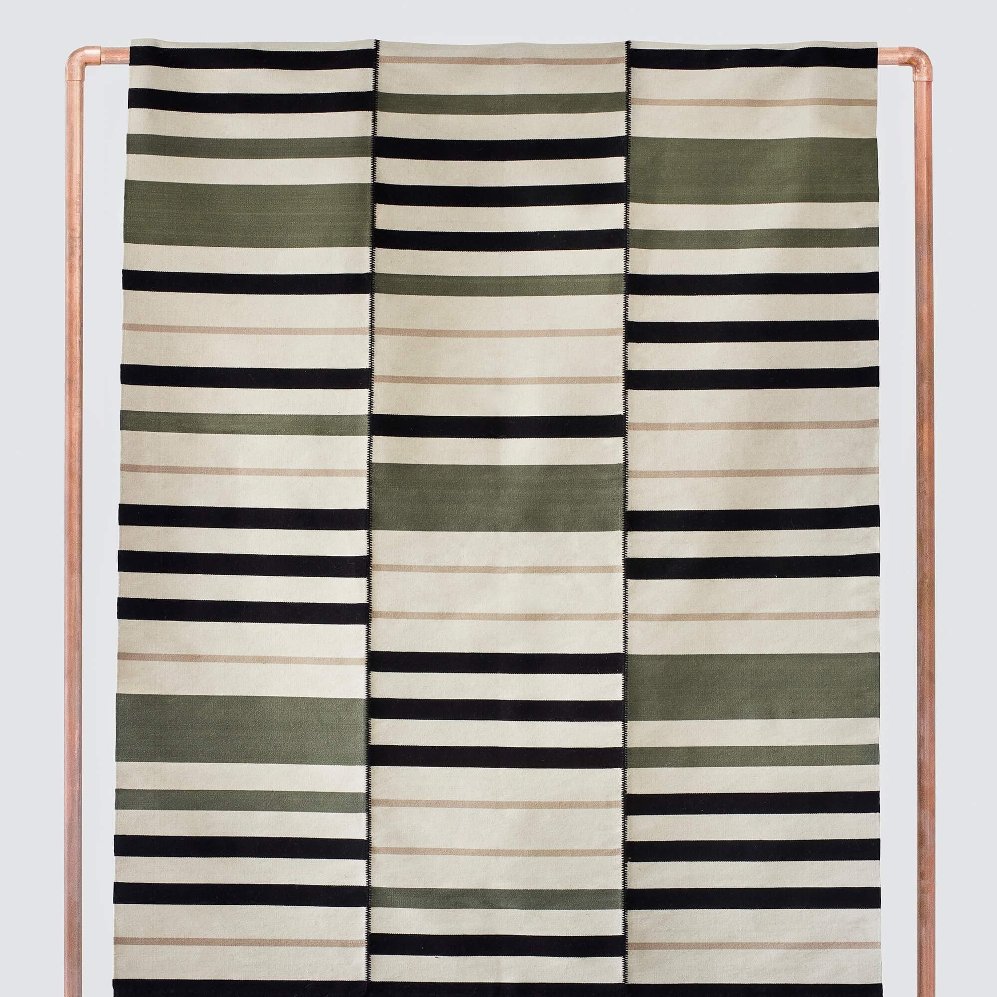 Striped Flatweave Area Rug - Olive | The Citizenry | The Citizenry