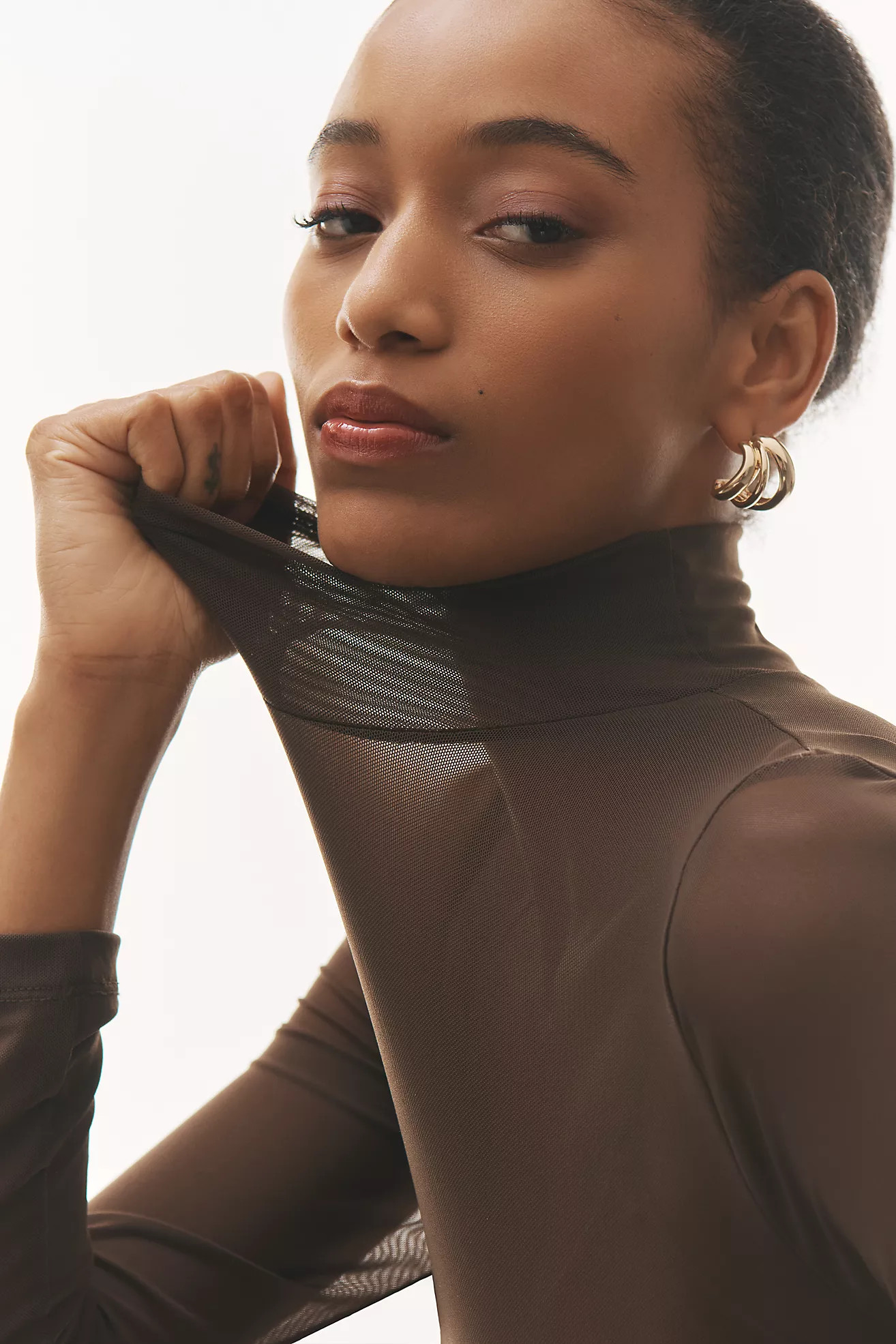 By Anthropologie Mesh Turtleneck Top | Anthropologie (US)