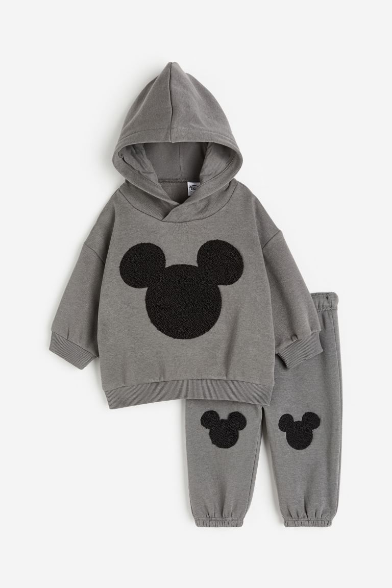 2-piece Printed Sweatshirt Set - Dark gray/Mickey Mouse - Kids | H&M US | H&M (US + CA)