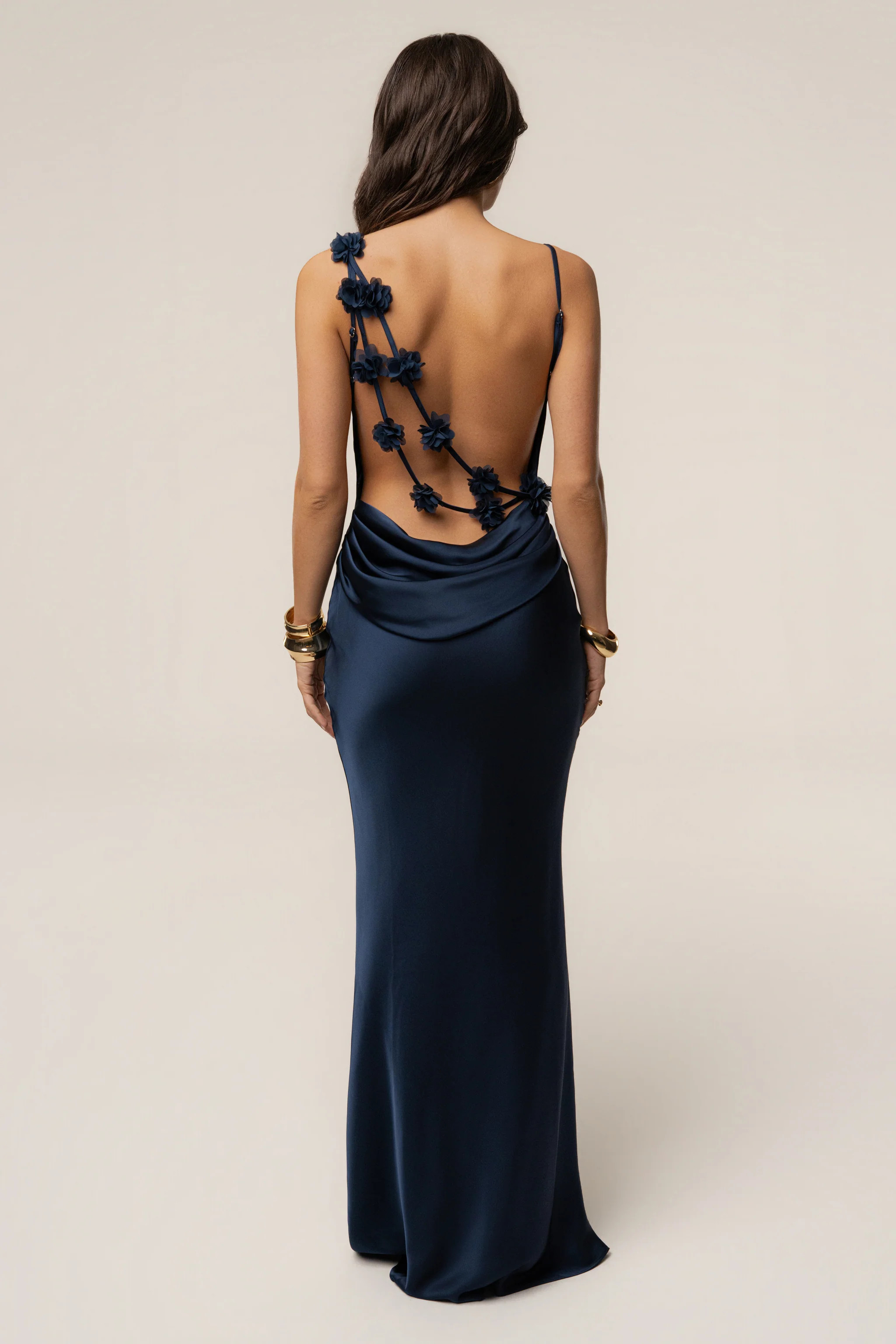 Navy Down The Aisle Satin Gown | JLUXLABEL US