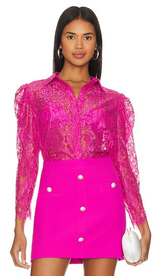 Valencia Lace Blouse in Hot Pink | Revolve Clothing (Global)