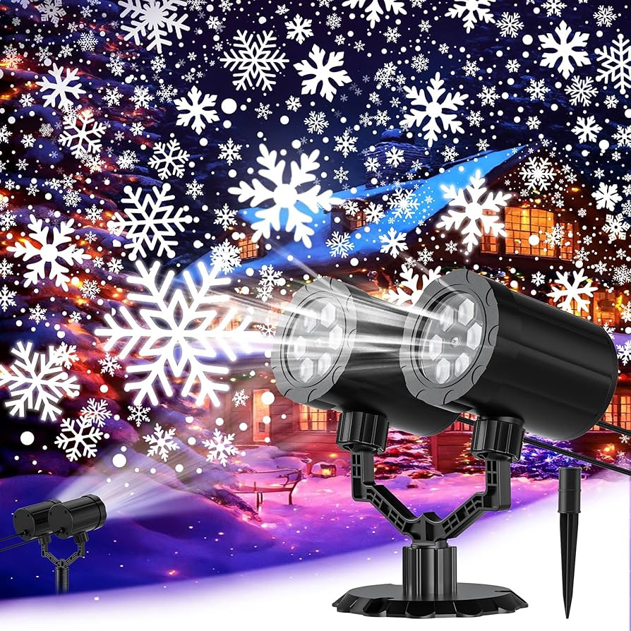 Christmas Projector Lights Outdoor, GUSODOR Dynamic Snowflake Projector IP65 Waterproof 360°Rota... | Amazon (US)
