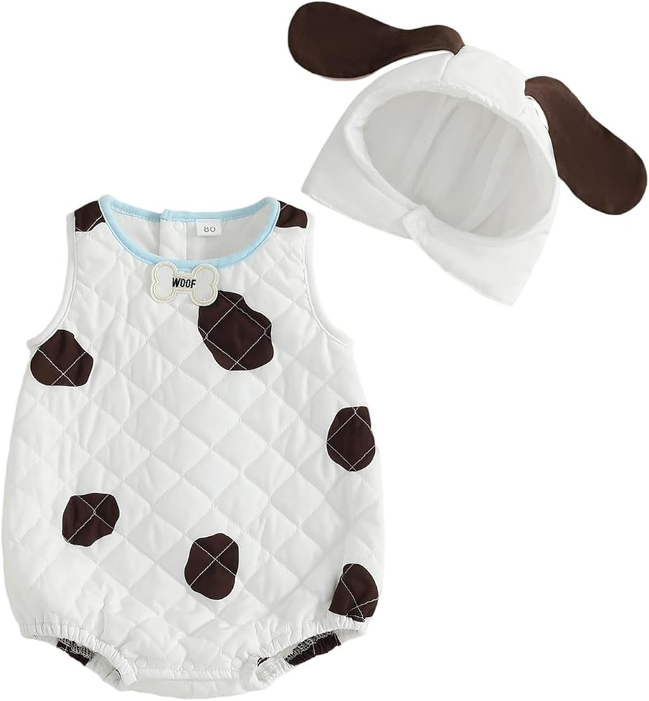 Toddler Dalmatian Costume Baby Boy Halloween Clothes Sleeveless Dog Romper with Hat Set Cosplay P... | Amazon (US)