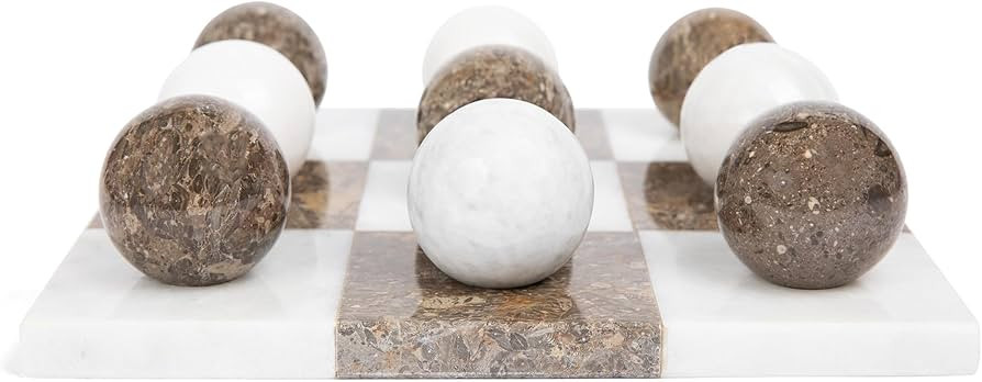 Marble Tic Tac Toe Set | Decorative Round Tic Tac Toe Game Set | Coffee Table Decor - Coffee Tabl... | Amazon (US)