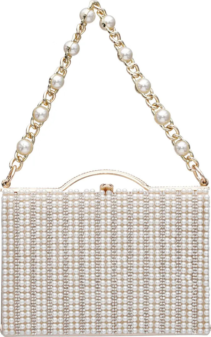 Issa White Imitation Pearl & Crystal Clutch | Nordstrom