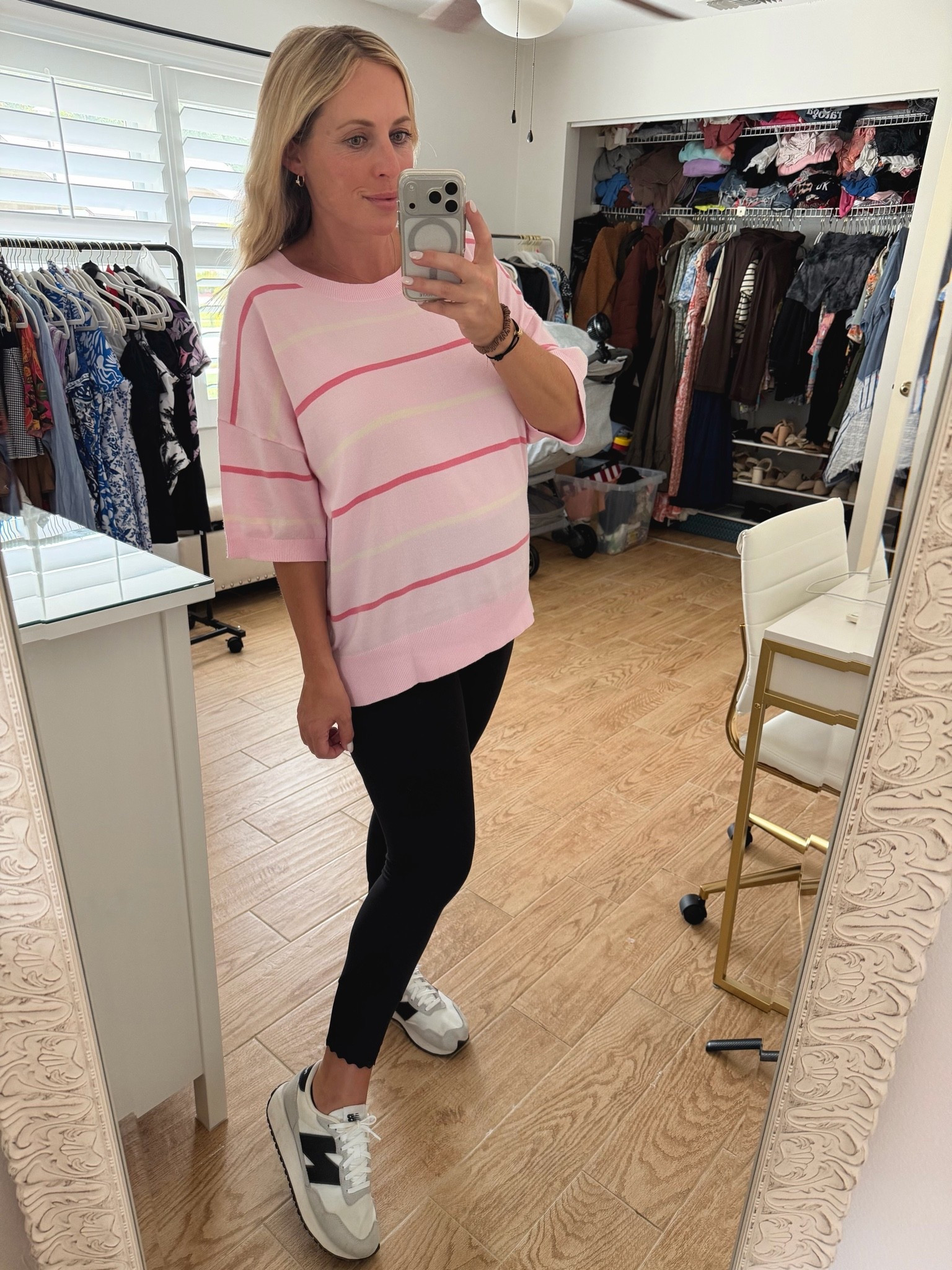 Striped short sleeve sweater. Wearing XL at 26 weeks pregnant

#LTKootd #LTKBump #LTKSeasonal