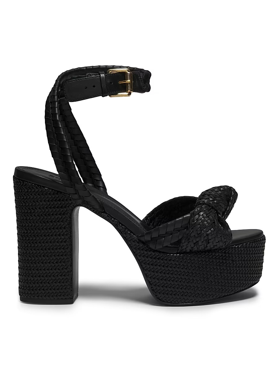 Women's Khari 100MM Knotted Leather Platform Sandals - Black - Size 9 | Saks Fifth Avenue