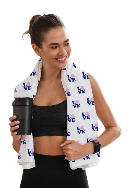 Sports Towel - LOVE (Navy & Pink) | Toss Designs