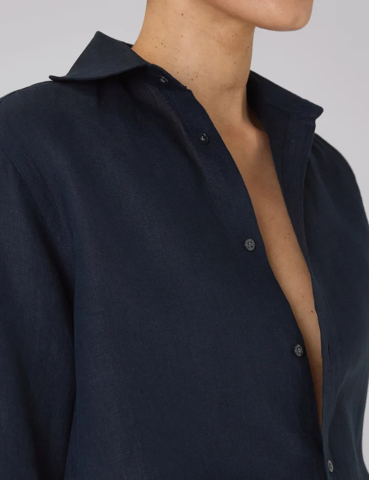 The Boyfriend: Linen, Navy | With Nothing Underneath
