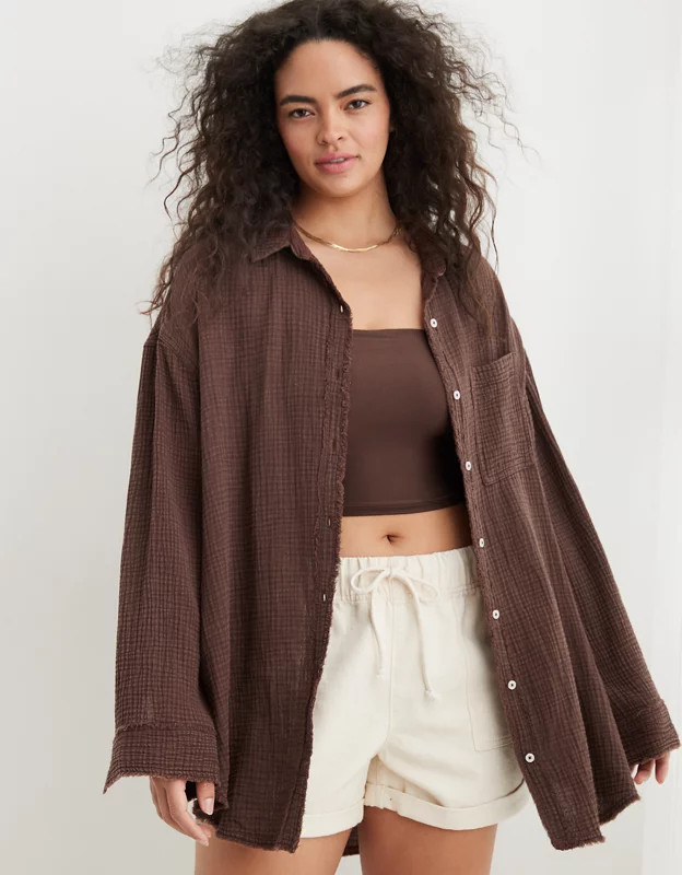 Aerie Pool-To-Party Cover Up Shirt | American Eagle Outfitters (US & CA)