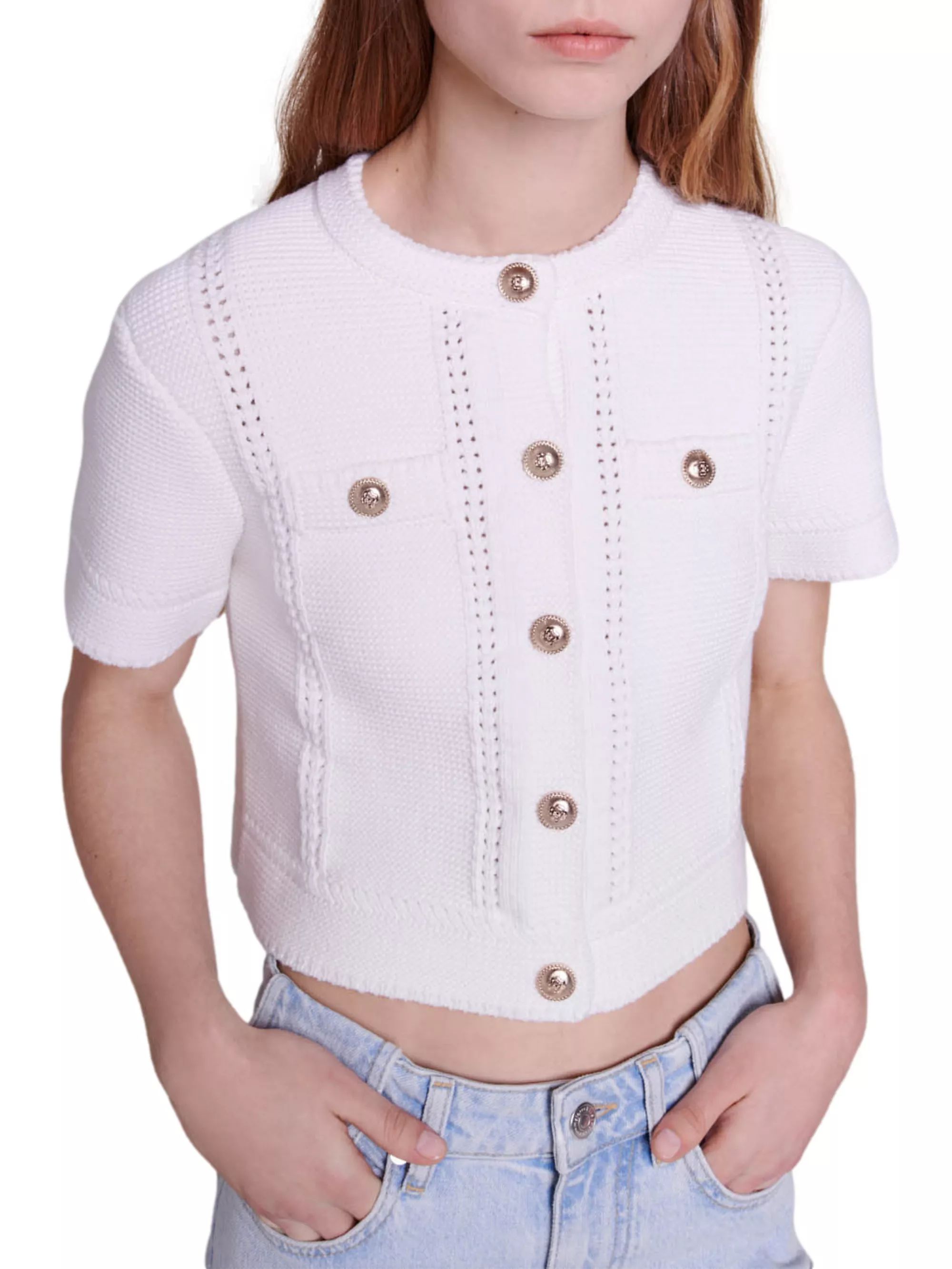 Short-Sleeved Knit Cardigan | Saks Fifth Avenue