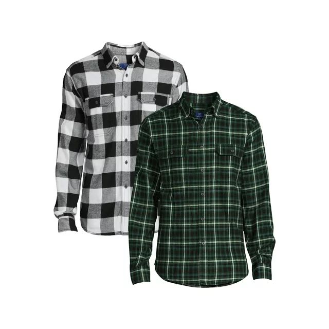 George Men's Long Sleeve Flannel Shirts, 2-Pack, Sizes S-2XL | Walmart (US)