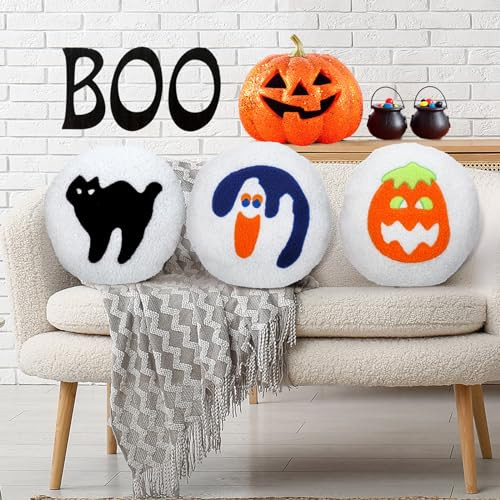 Suzile 3 Pcs Halloween Throw Pillows Decorative Spooky Pillows for Sofa Bed Couch Stuffed Halloween Pillow for Party Outdoor Home Decorations Ghost Decor Cushion | Amazon (US)