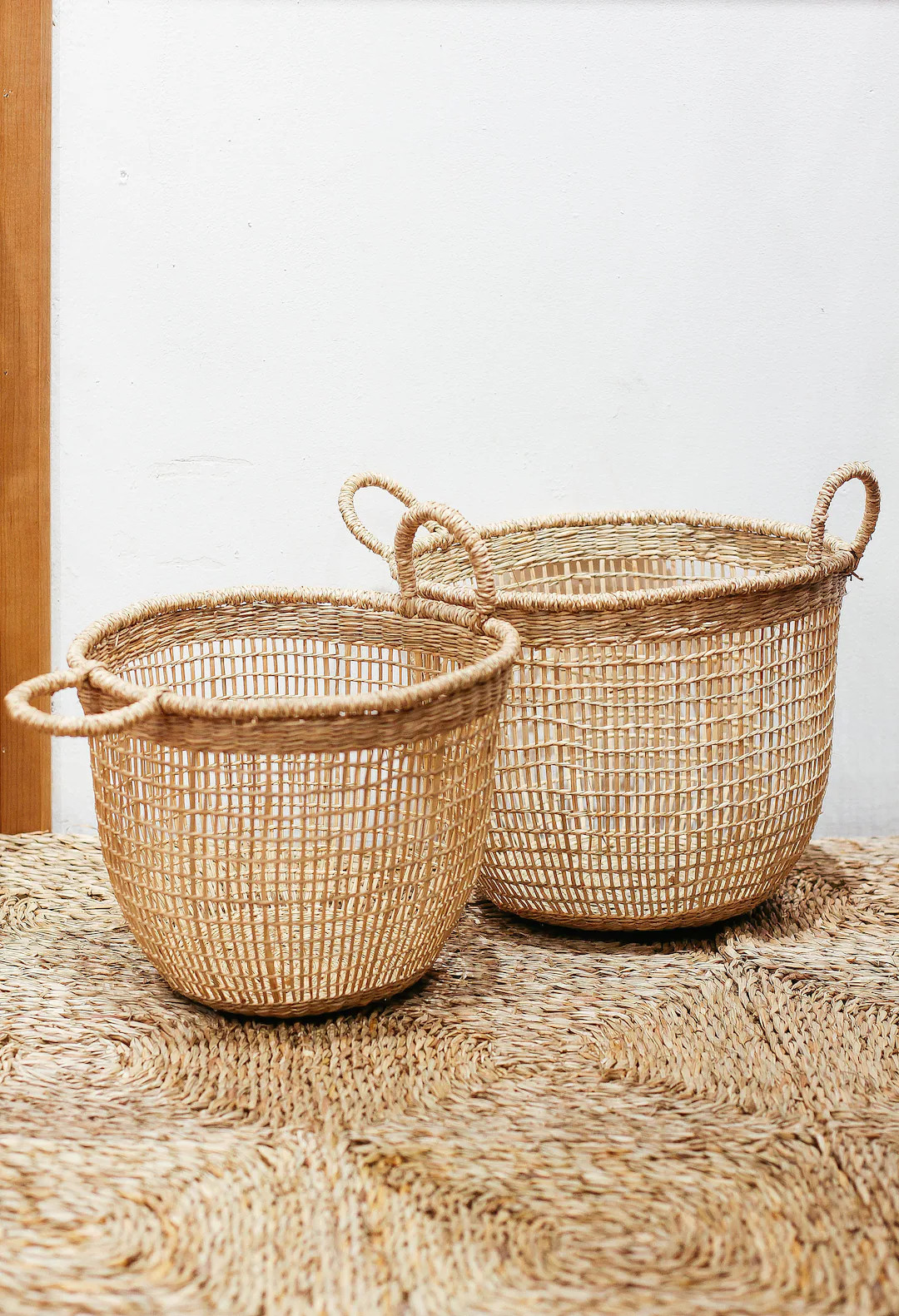 Set of 2 Floppy Seagrass Baskets, Natural Weave Basket Handicraft Vietnam Storage, Basket Woven B... | Etsy (US)