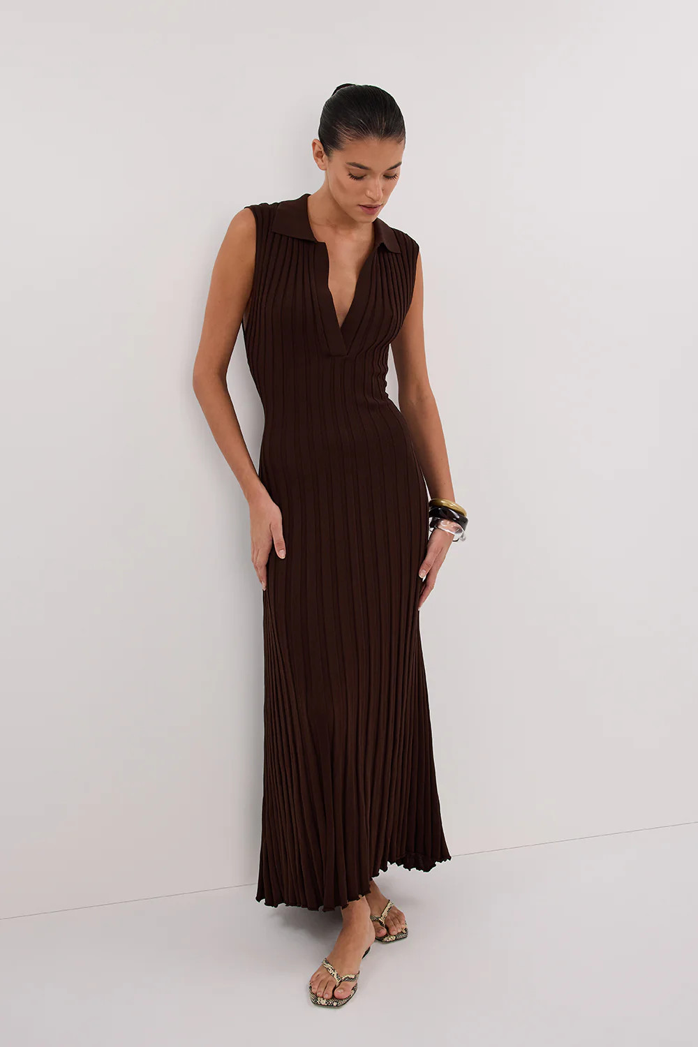 HAL CHOC SLEEVELESS KNIT MAXI DRESS | DISSH