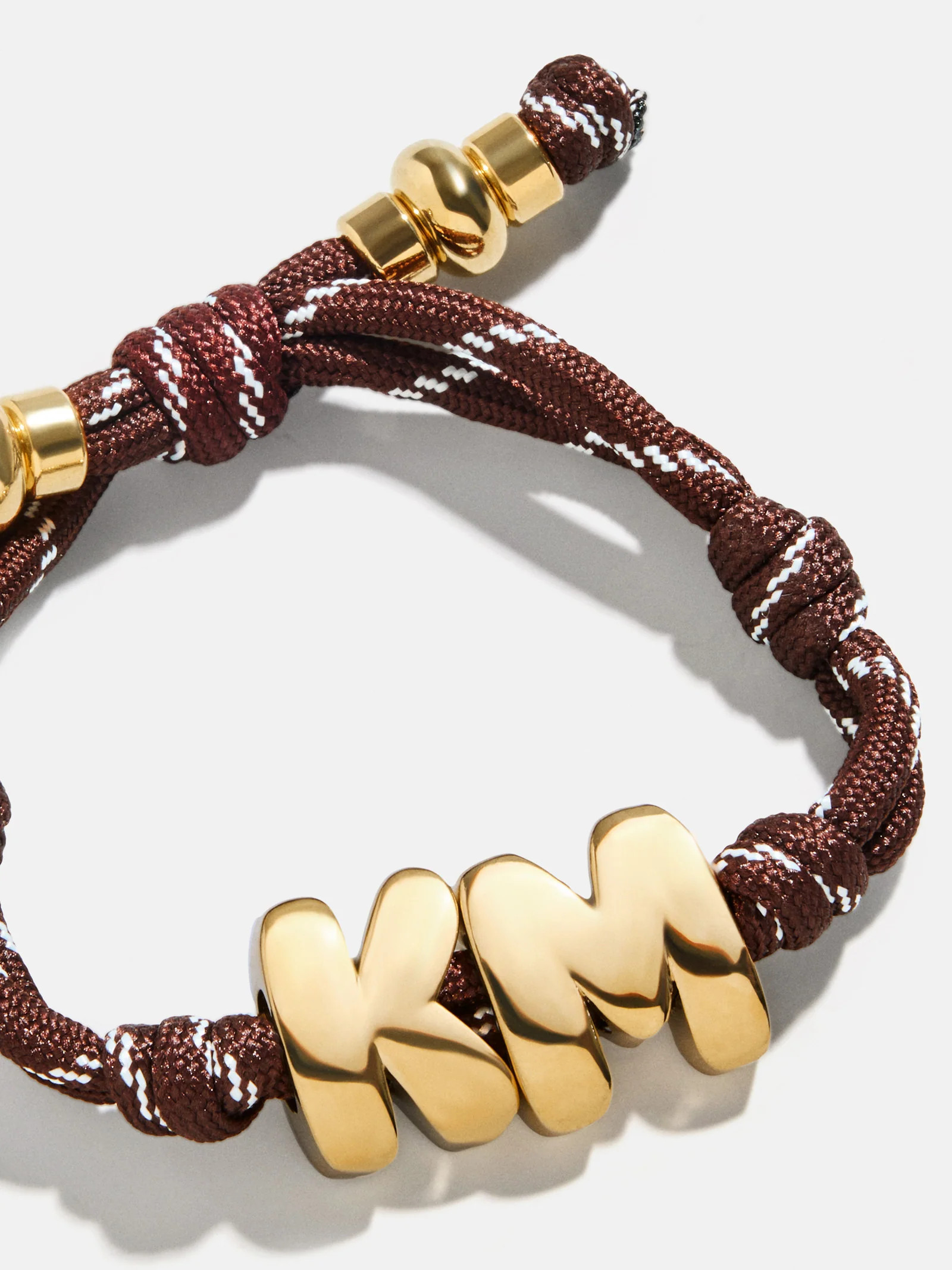 Knotty Initial Custom Bracelet - Brown Double Letters | BaubleBar