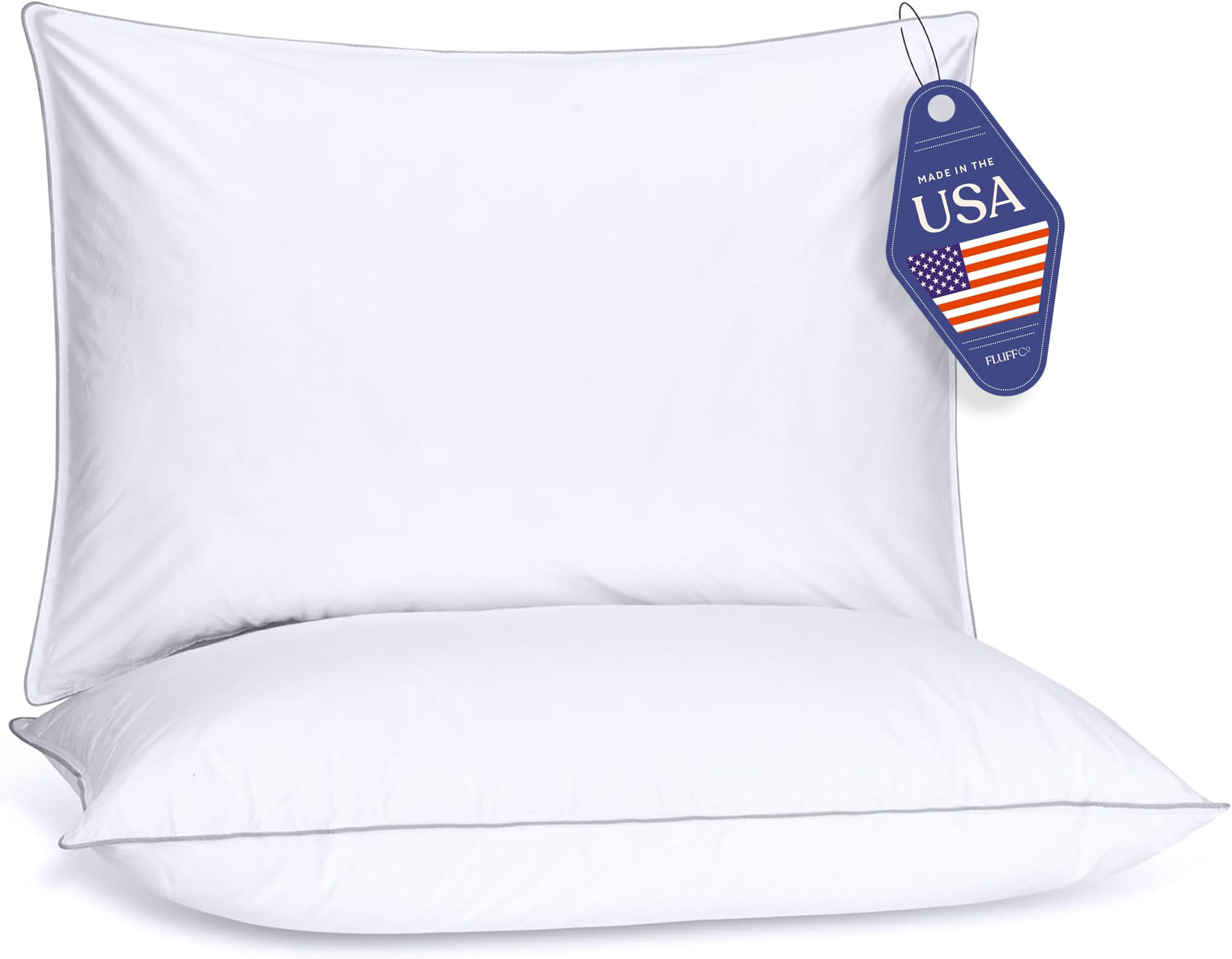 FluffCo Down Alternative Pillows Standard/Queen Size Set of 2 - Queen Bed Pillows for Sleeping - ... | Amazon (US)