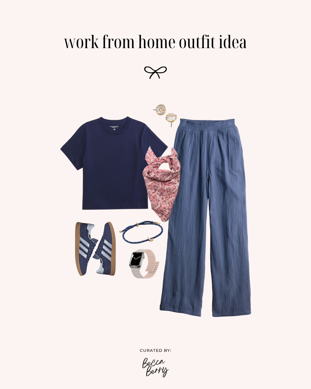 Easy WFH outfit idea:
Gauze pants
Staple t-shirt
Bandana
Sneakers
Cord bracelet
Watch
Stud earrings

#LTKootd #LTKMidsize #LTKWorkwear