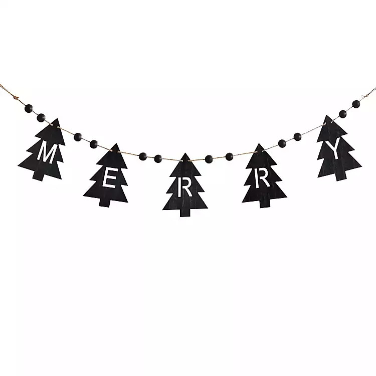 Merry Trees and Beads Christmas Banner Garland | Kirkland's Home