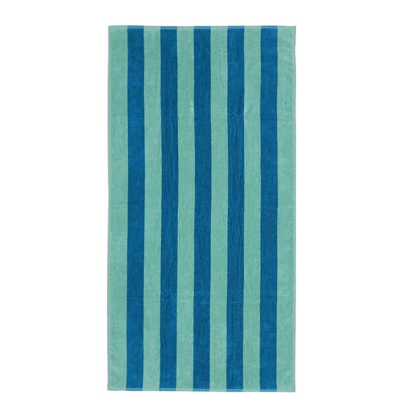 Mainstays Cabana Stripe Cotton Blend Beach Towel, 58" x 28", Teal & Green | Walmart (US)