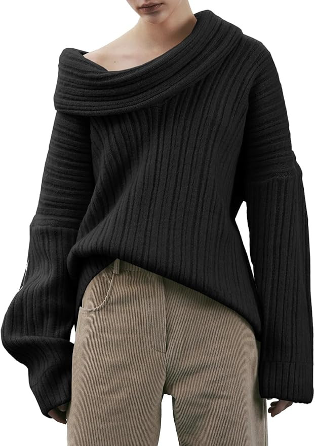 Saodimallsu Womens Off The Shoulder Sweater Top Oversized Fall Batwing Boat Neck Knit Sexy Casual... | Amazon (US)