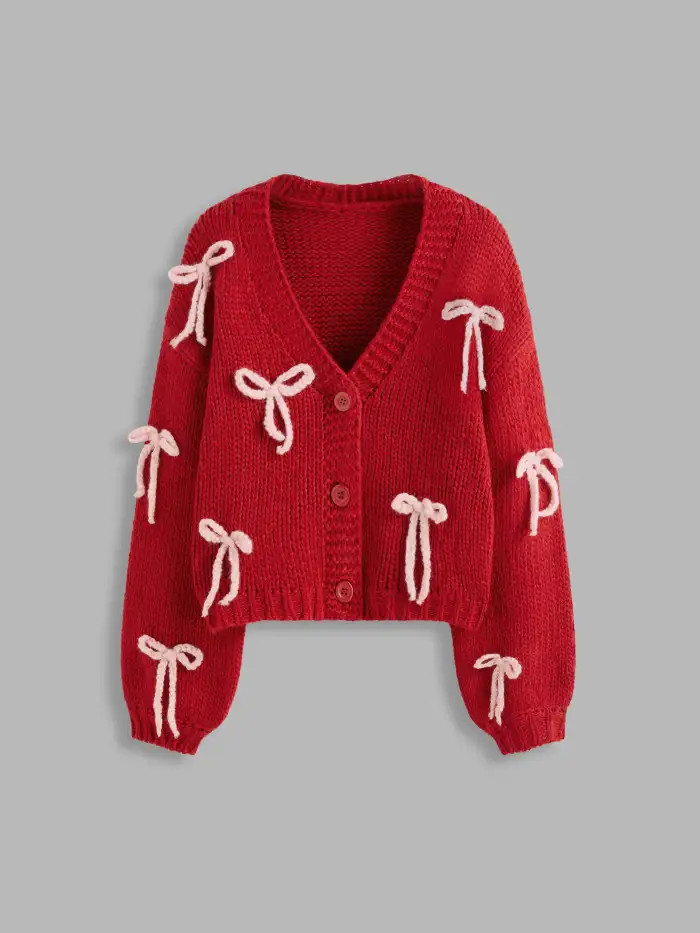 Knit Fabric Knit Bowknot Oversized Short Sleeve Top For Vacation | Cider