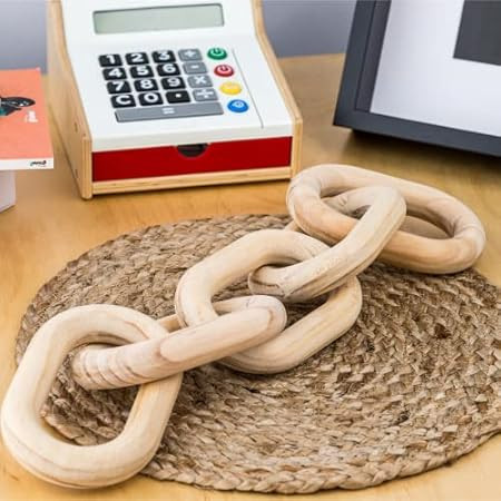 Cadena decorativa de eslabones de madera para decoración de cadena de 5 eslabones para decoración de | Amazon (US)