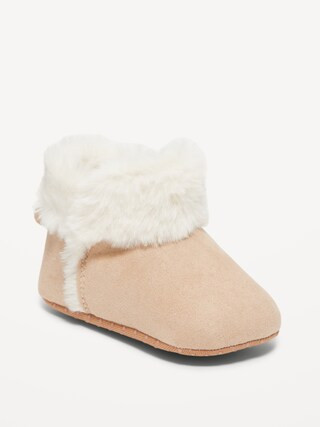 Faux-Suede Fold-Over Faux-Fur Booties for Baby | Old Navy (CA)