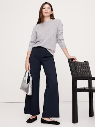 Wide-Leg Crop Everywhere Ponte Pull-On Pant | Banana Republic (US)