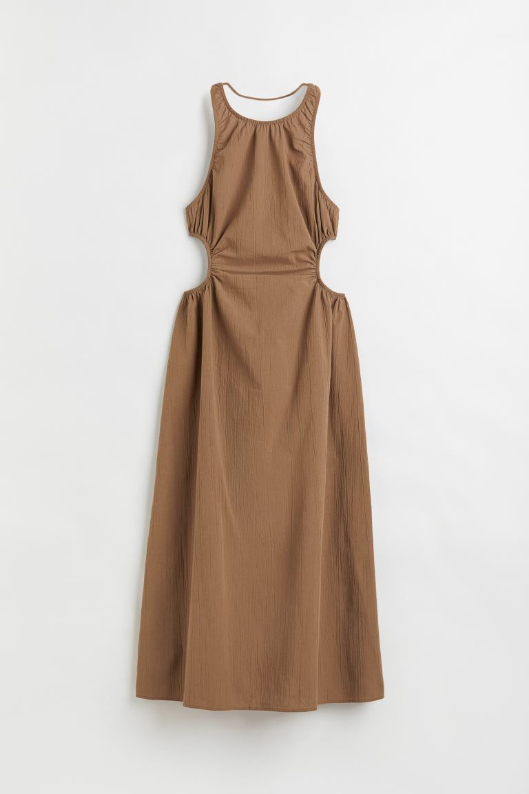 New ArrivalCalf-length, sleeveless dress in woven, textured cotton fabric with gathered, elastici... | H&M (US)