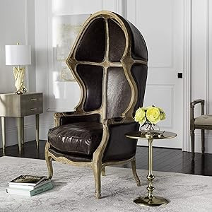 Safavieh Home Collection Sabine Victorian Brown Leather Balloon Chair | Amazon (US)
