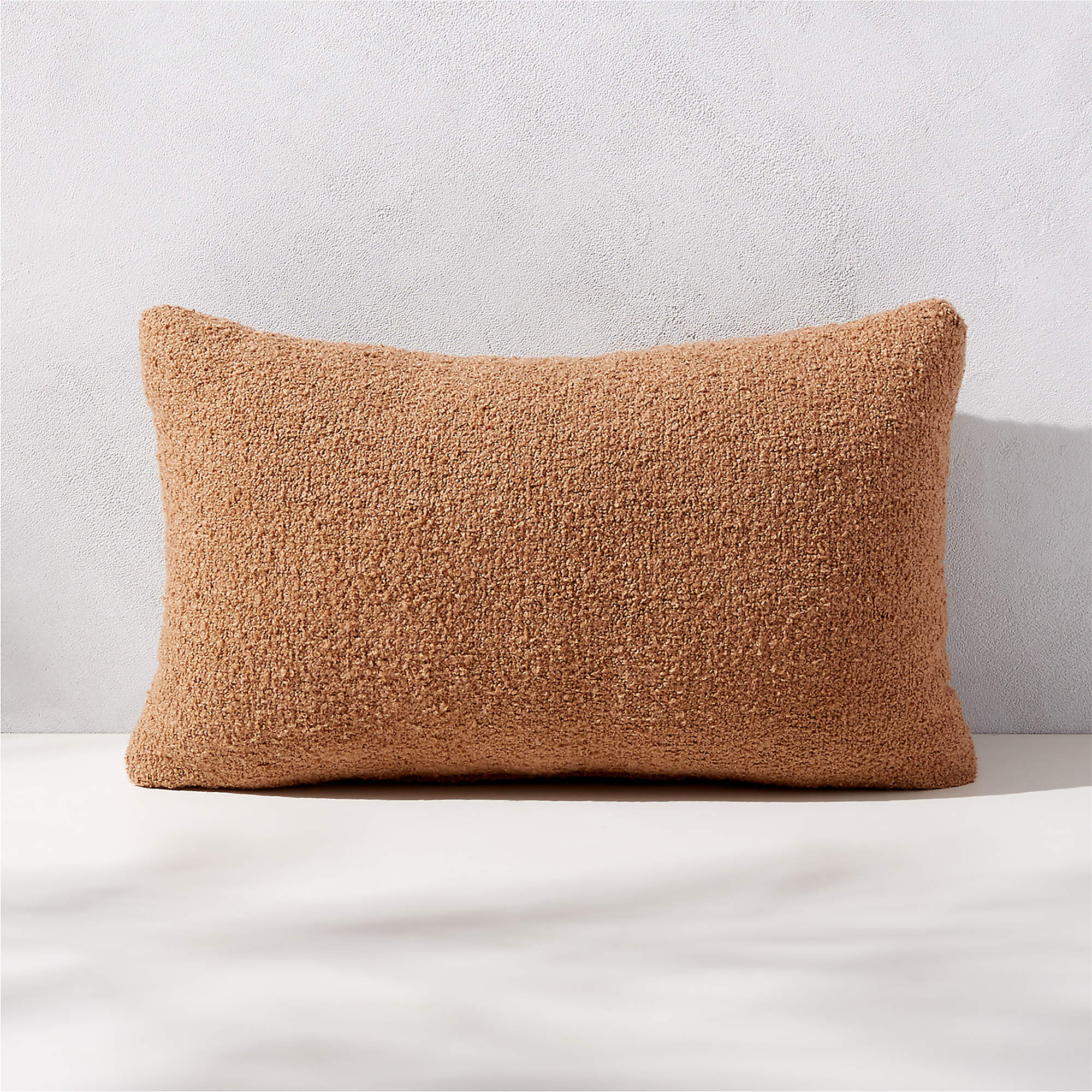 Silves Light Brown Boucle Outdoor Lumbar Pillow 20"X12" | CB2