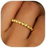 Yoosteel Elastic Gold Beaded Rings for Women - 14K Gold Plated Adjustable Stretch Ring 5-11 Daint... | Amazon (US)
