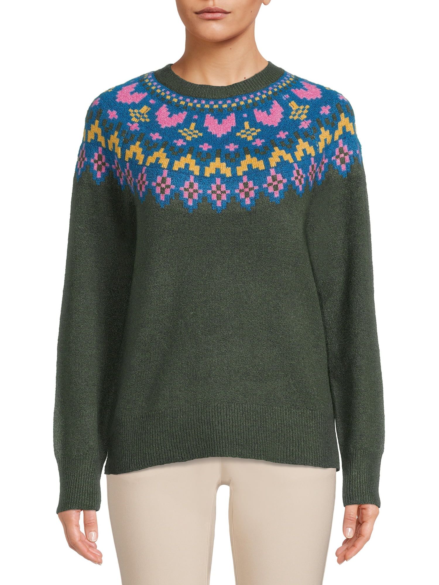 Time and Tru Women's Intarsia Sweater | Walmart (US)