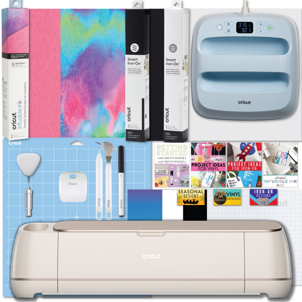 Cricut Maker 4 and Easy Press 3 Machine Combo with Htv Materials Bundle - Light beige | Macy's