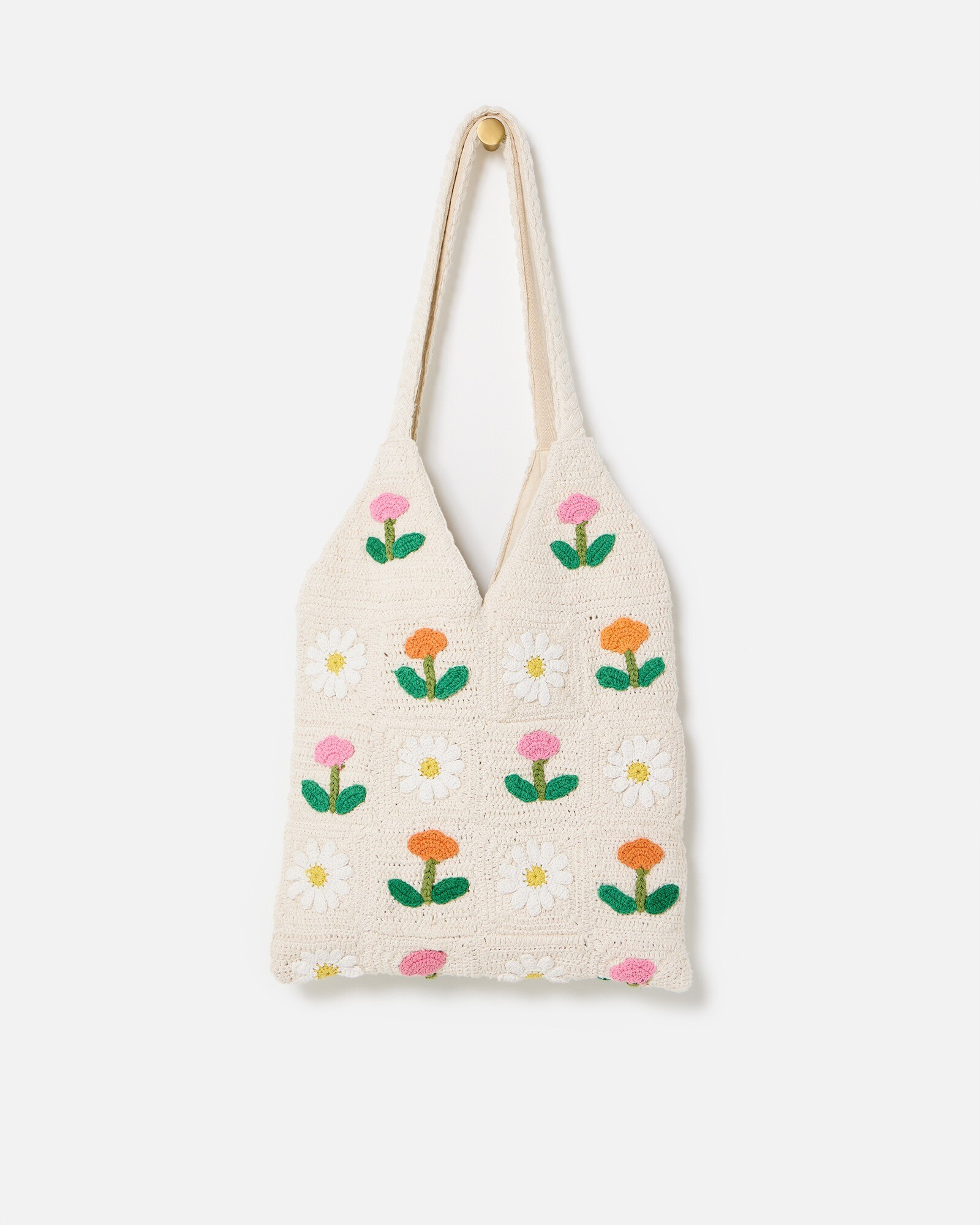 Cream Flower Power Cotton Crochet Tote Bag | Oliver Bonas | Oliver Bonas (Global)