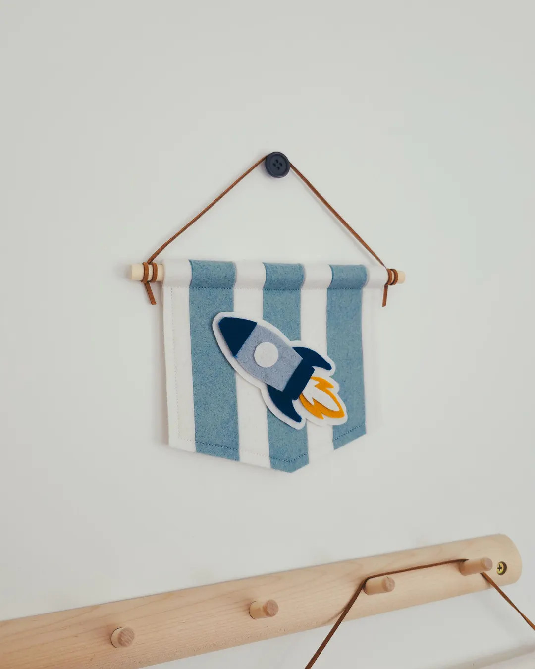 Striped Rocket Space Ship Wool Felt Fabric Wall Hanging Sign Kid's Room Decor Personalised Custom... | Etsy (Global)
