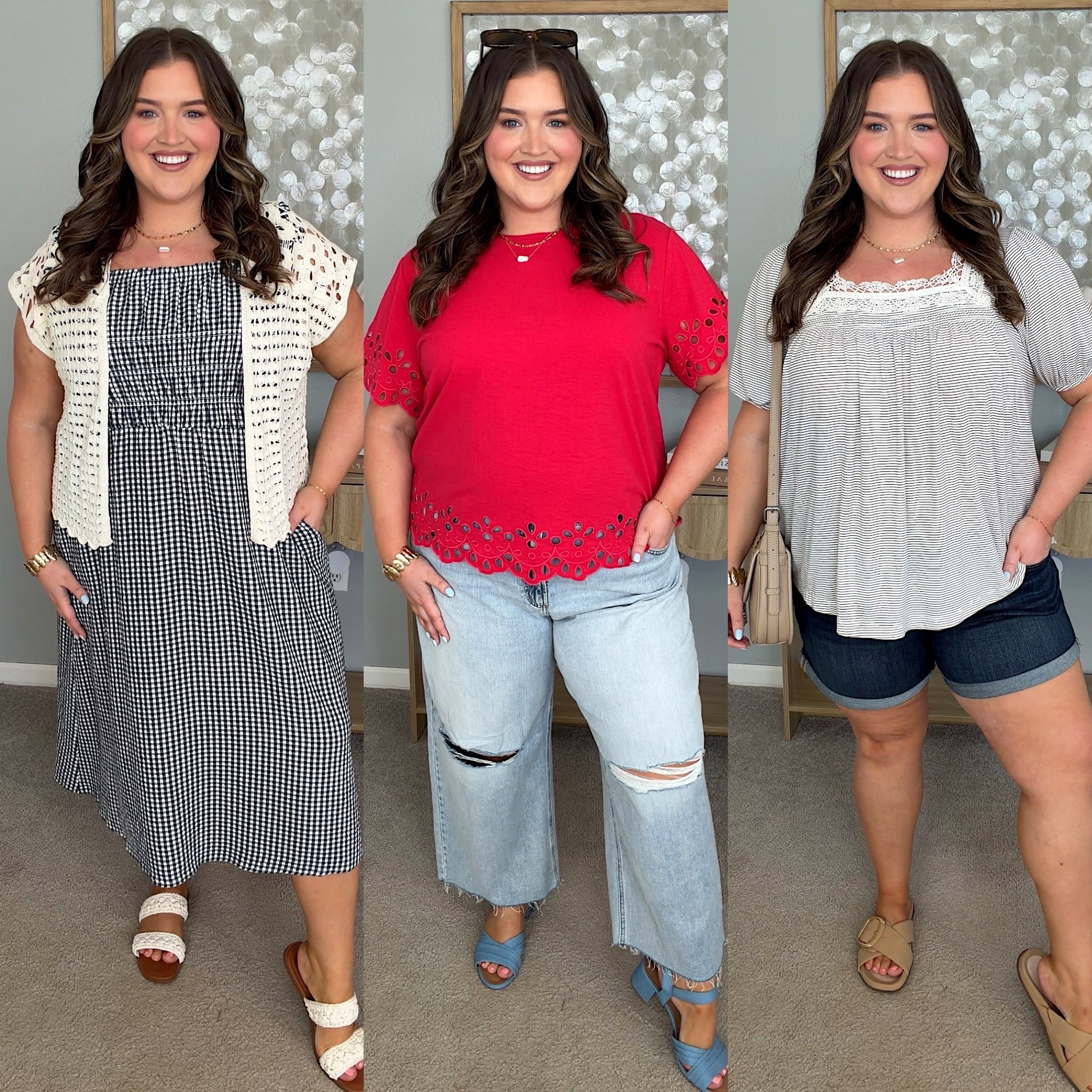 Looking for a go-to Summer uniform? ☀️ Try these easy casual outfits from @Maurices Gingham prints, pop of red and stretchy plus size approved denim shorts 🙌🏼 No need to sacrifice comfort when these styles work on curves. Wearing a size 1X/20 bottoms

#LTKootd #LTKSaleAlert #LTKPlusSize