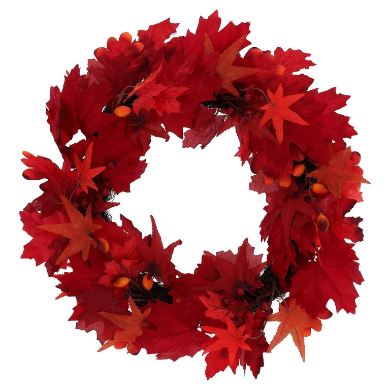 Maple Leaves Wreath, Red, 24", Fall by Way To Celebrate | Walmart (US)