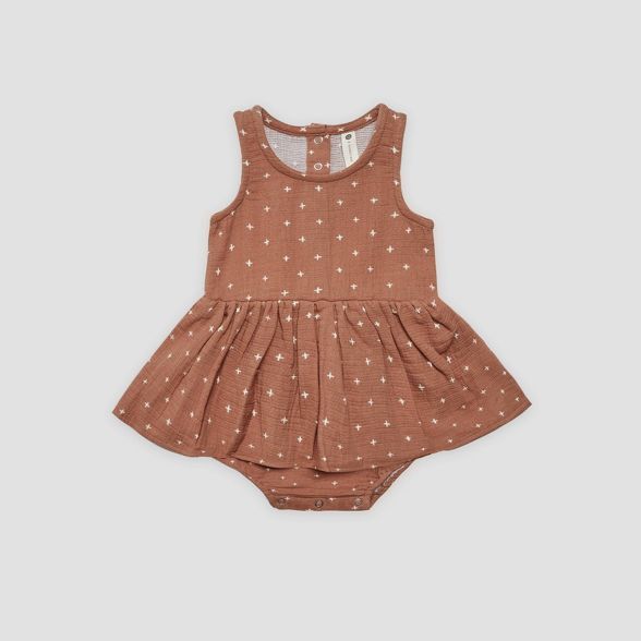 Q by Quincy Mae Baby Girls' Gauze Bodysuit Dress - Clay Brown | Target