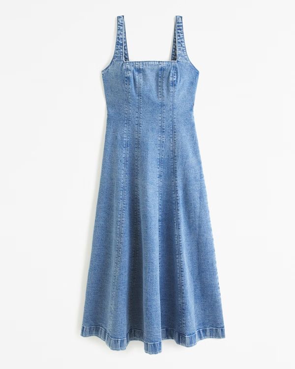 Women's Seamed Denim Midi Dress | Women's Dresses & Jumpsuits | Abercrombie.com | Abercrombie & Fitch (US)