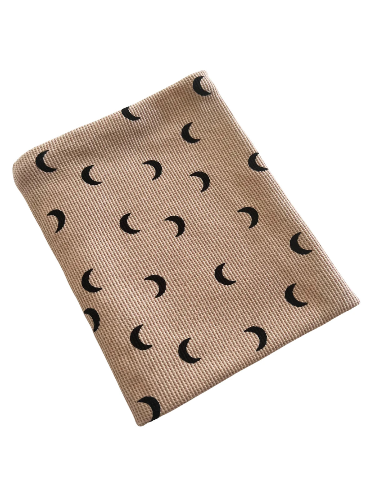 Organic Cotton Waffle Swaddle Blanket, Tan/Black Moon | SpearmintLOVE